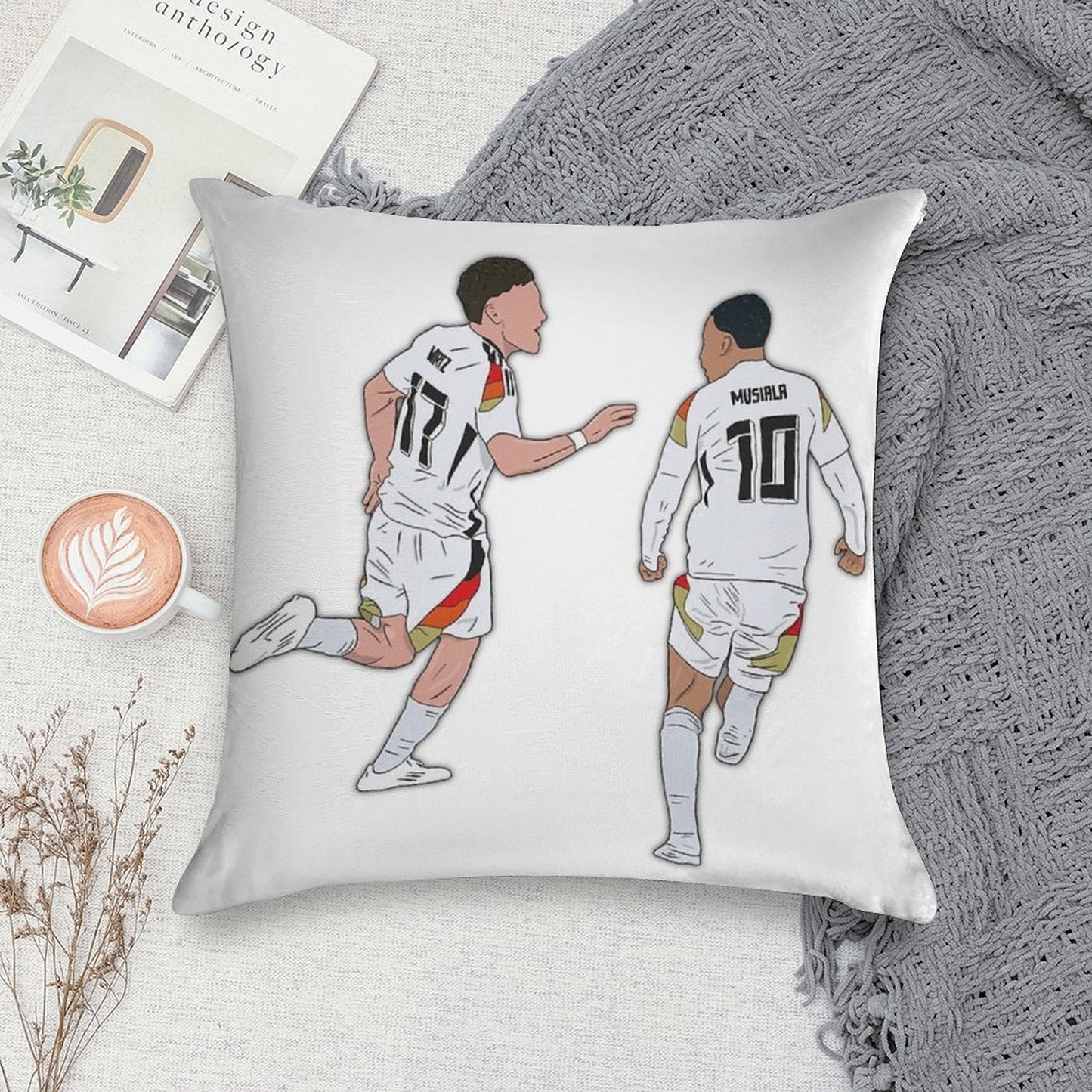 Florian Wirtz & Jamal Musiala Germany Celebration Soft Gift Ready Throw Pillow