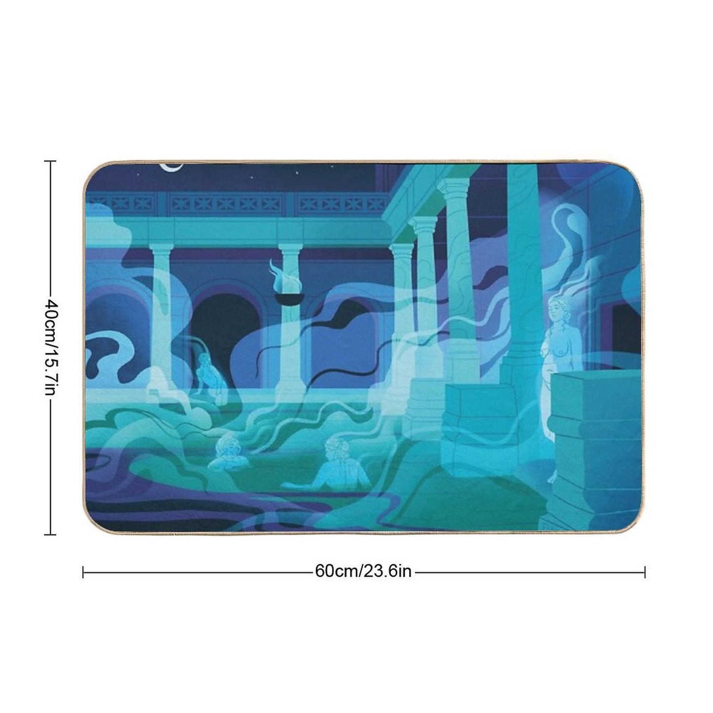 Night at The Baths - Aqua  Repositionable Bath Mat
