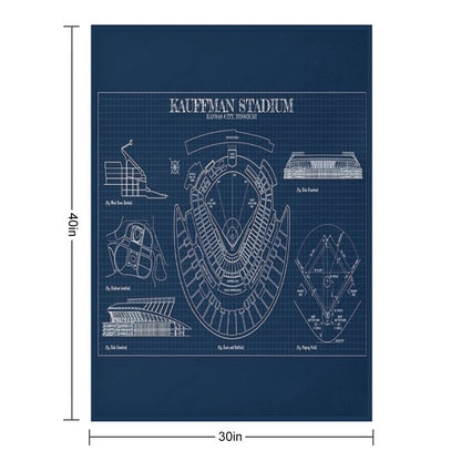 Kauffman Stadium (Navy Blueprint) Comfort Throw Blanket