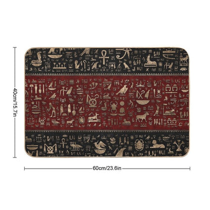Ancient Egyptian Hieroglyphs - Black And Red Leather And Gold  Rapid-Drying Bath Mat