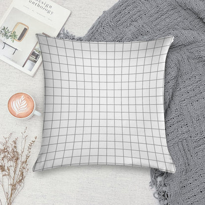 Grid White Gray Soft Decorative Cover Throw Pillow
