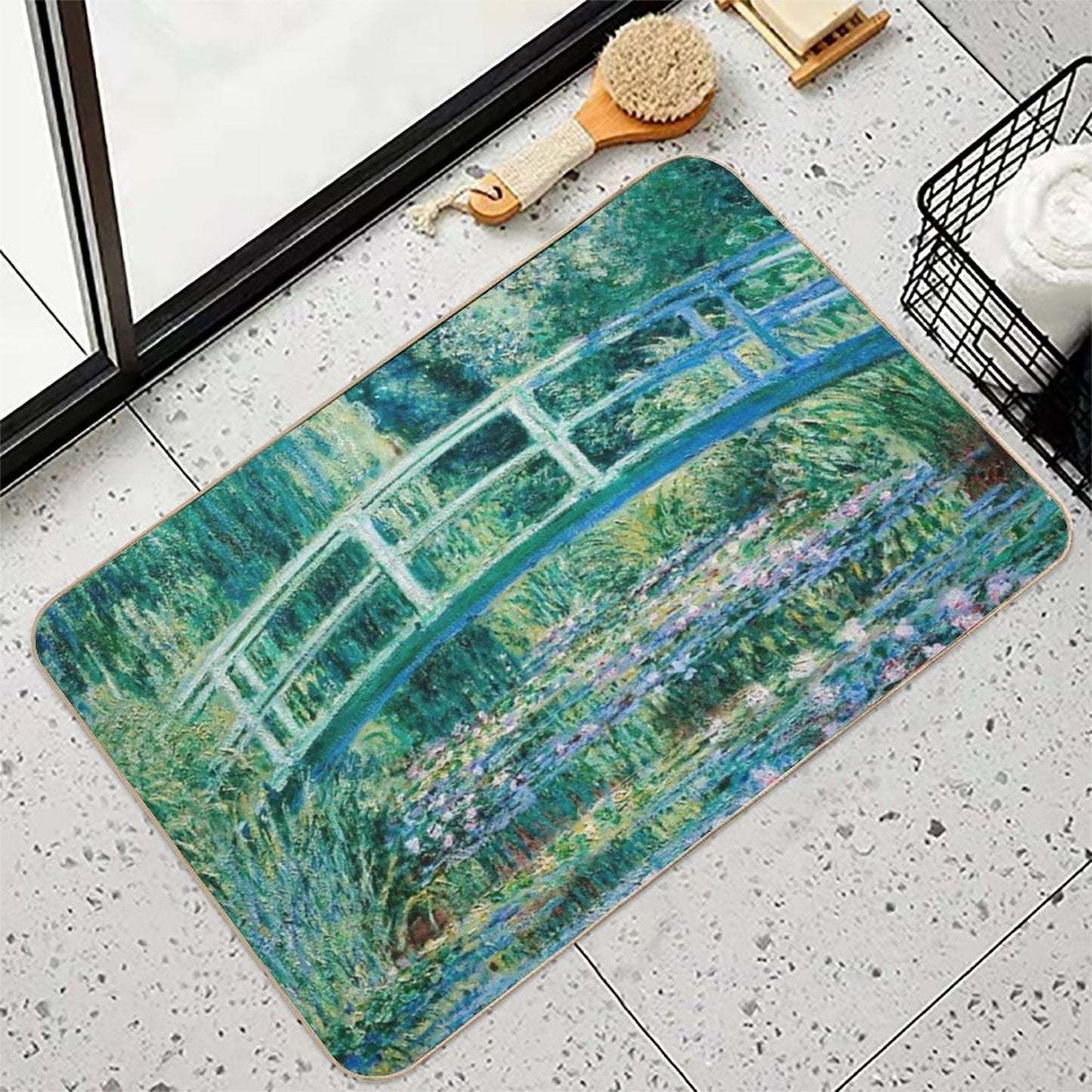 1899-Claude Monet-Water Lilies And Japanese Bridge  Slip-Resistant Bath Mat