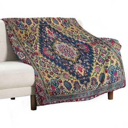 Vintage Antique Persian Carpet Flowery Sustainable Throw Blanket