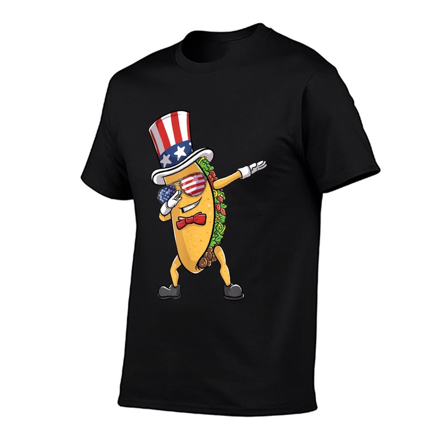 Funny 4th of July Patriot Taco Dab Men Women Kids Gift  Rolled Sleeves T-Shirt