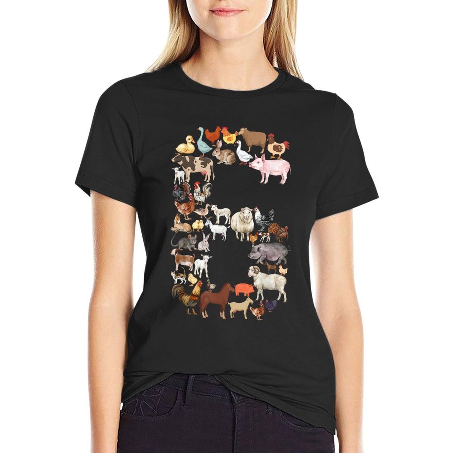 Fun 6th Birthday Farm Animals Theme Boy Kids 6 Year Old Bday  Classic T-Shirt