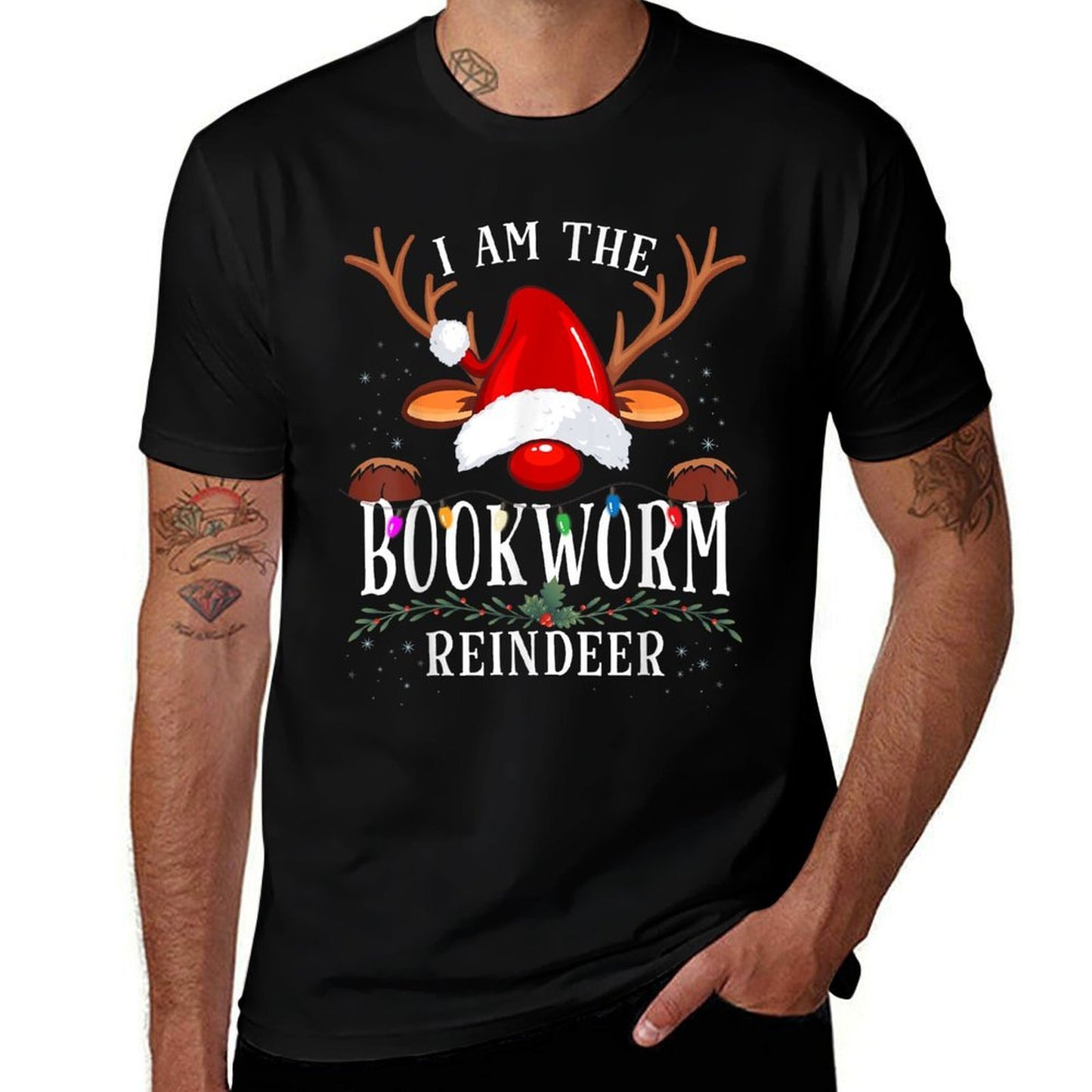 I Am The Bookworm Reindeer Christmas Family  Slim-fit Cut T-Shirt