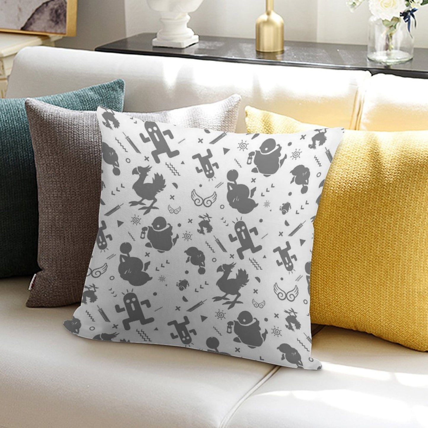 Final Fantasy Medley Soft Fade-Resistant Throw Pillow