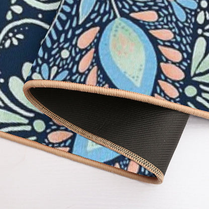 Flower Rectangle - Navy  Stain-Proof Bath Mat