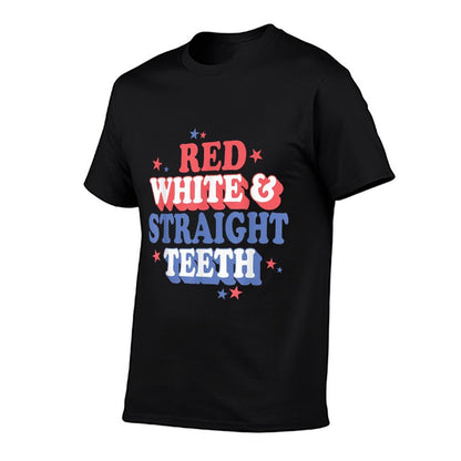 Red White Straightth 4th of July Orthodontic Squad  Breathable T-Shirt