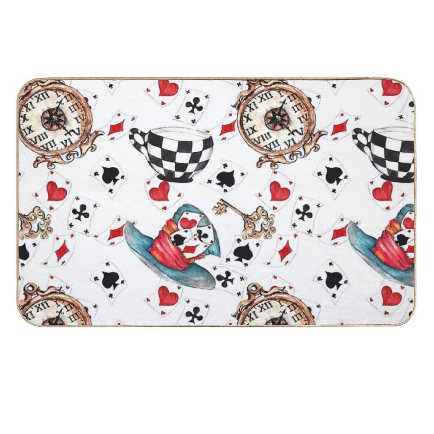 Alice in Wonderland Theme with White Background  Odorless Bath Mat