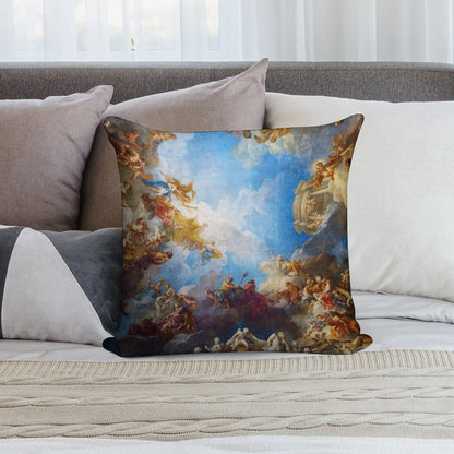 Ceiling Painting in Hercules Room of The Chateau De Versailles - France Soft Decorative Cover Throw Pillow