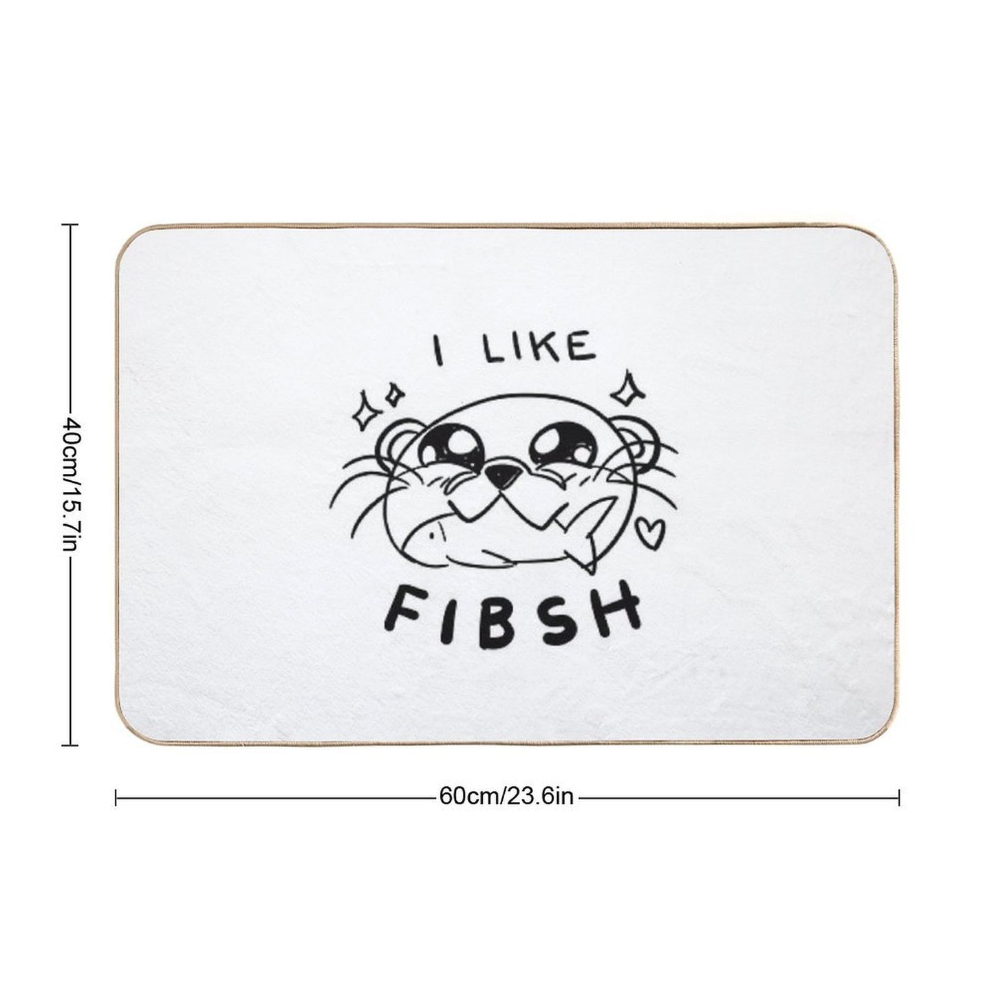 Cute Kawaii Otter Eating Fish  Dirt-Trapping Bath Mat