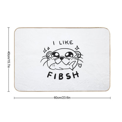 Cute Kawaii Otter Eating Fish  Dirt-Trapping Bath Mat