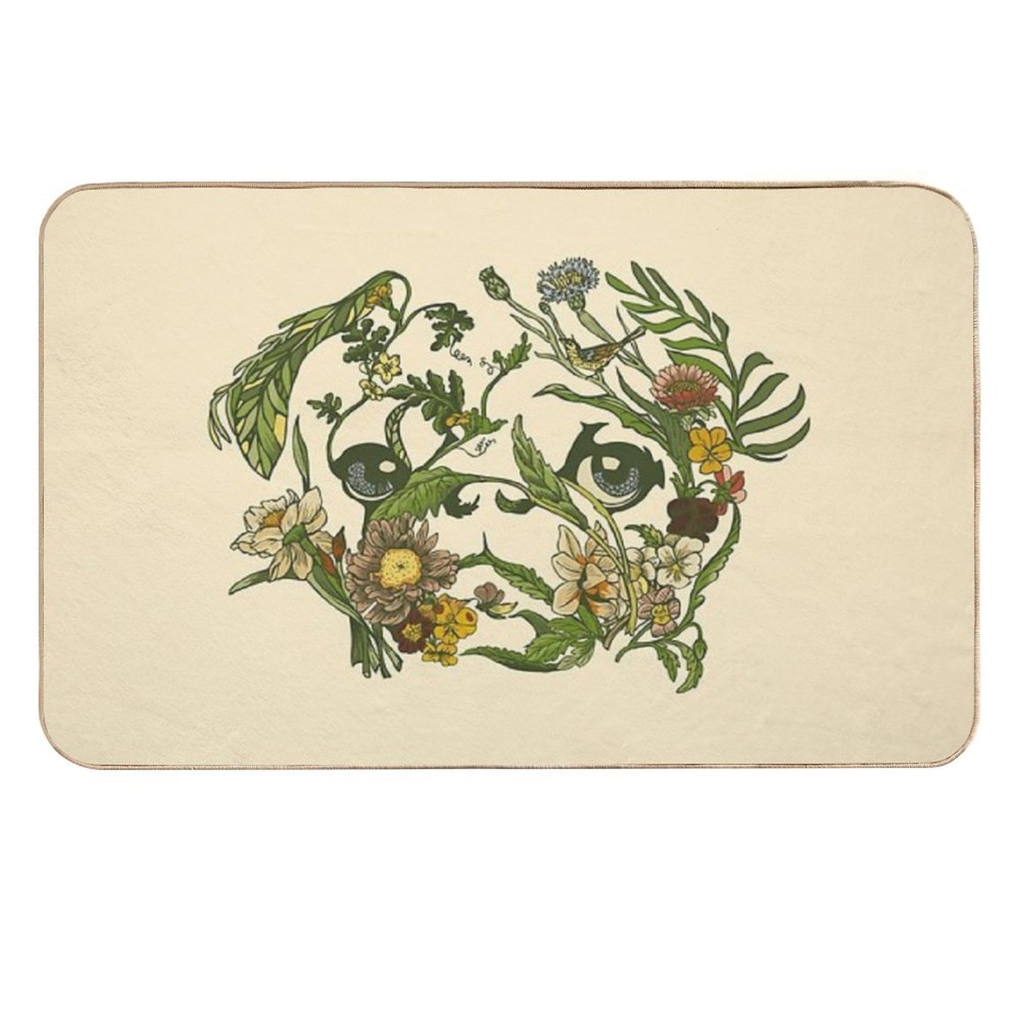 Botanical Pug  Easy Maintenance Bath Mat