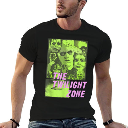 The Twilight Zone Pop Art Color Collage Retro TV Show  Heathered Texture T-Shirt