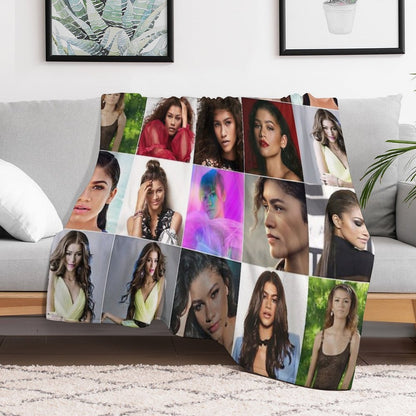 Zendaya Cute Photo Collage Durable Throw Blanket