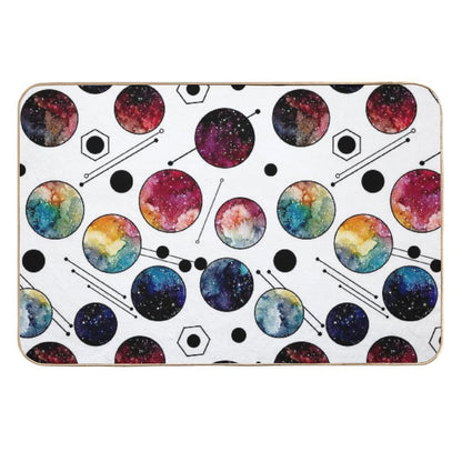 Watercolor Colorful Galaxy in Circles  High-Traffic Bath Mat