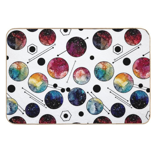 Watercolor Colorful Galaxy in Circles  High-Traffic Bath Mat