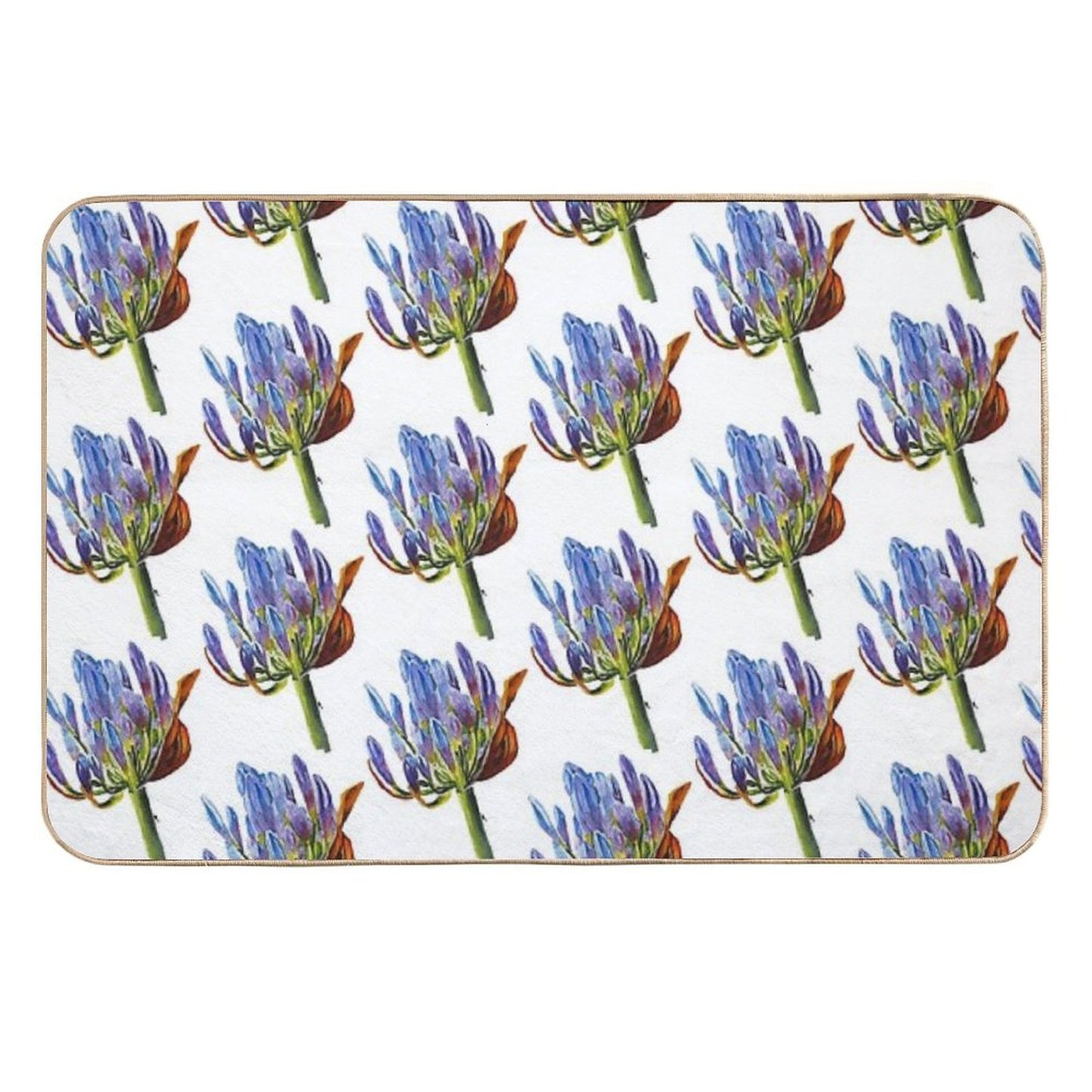 Vibrant Bloom – Purple & Blue Buds  Pet-Safe Bath Mat