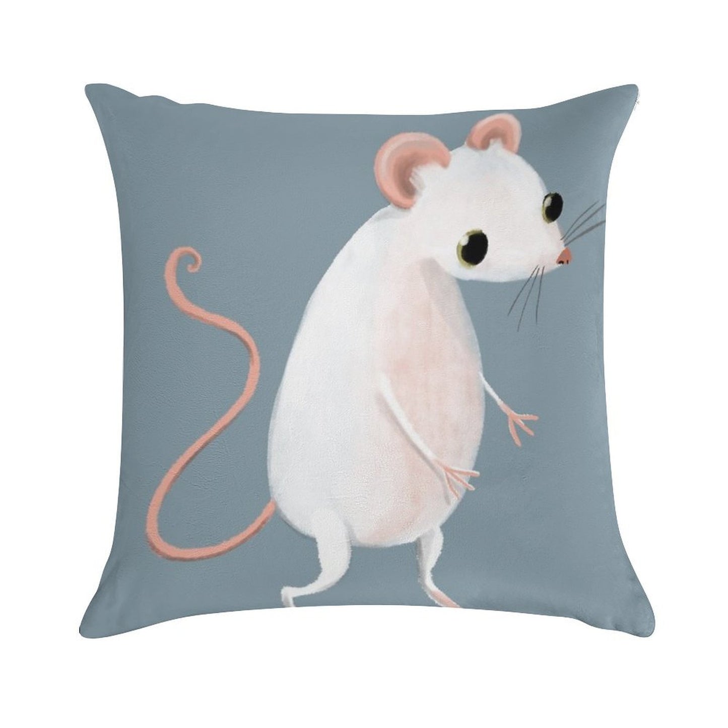 Cute Little White Mouse Soft Reinforced Edging Throw Pillow