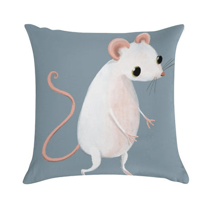 Cute Little White Mouse Soft Reinforced Edging Throw Pillow