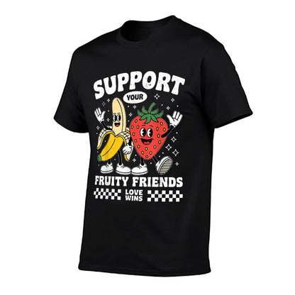 Support Your Fruity Friends Gay Pride Month LGBTQ Funny Ally  Soft T-Shirt