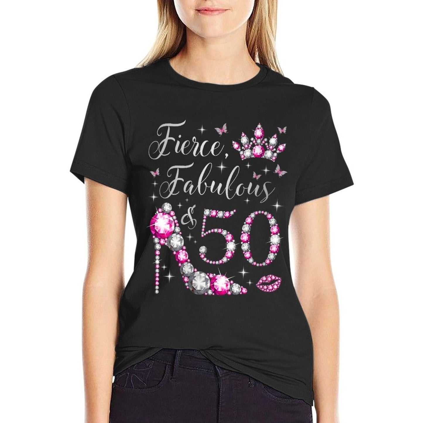 Fierce Fabulous & 50 Years Old 50th Birthday Pink Comfortable T-Shirt