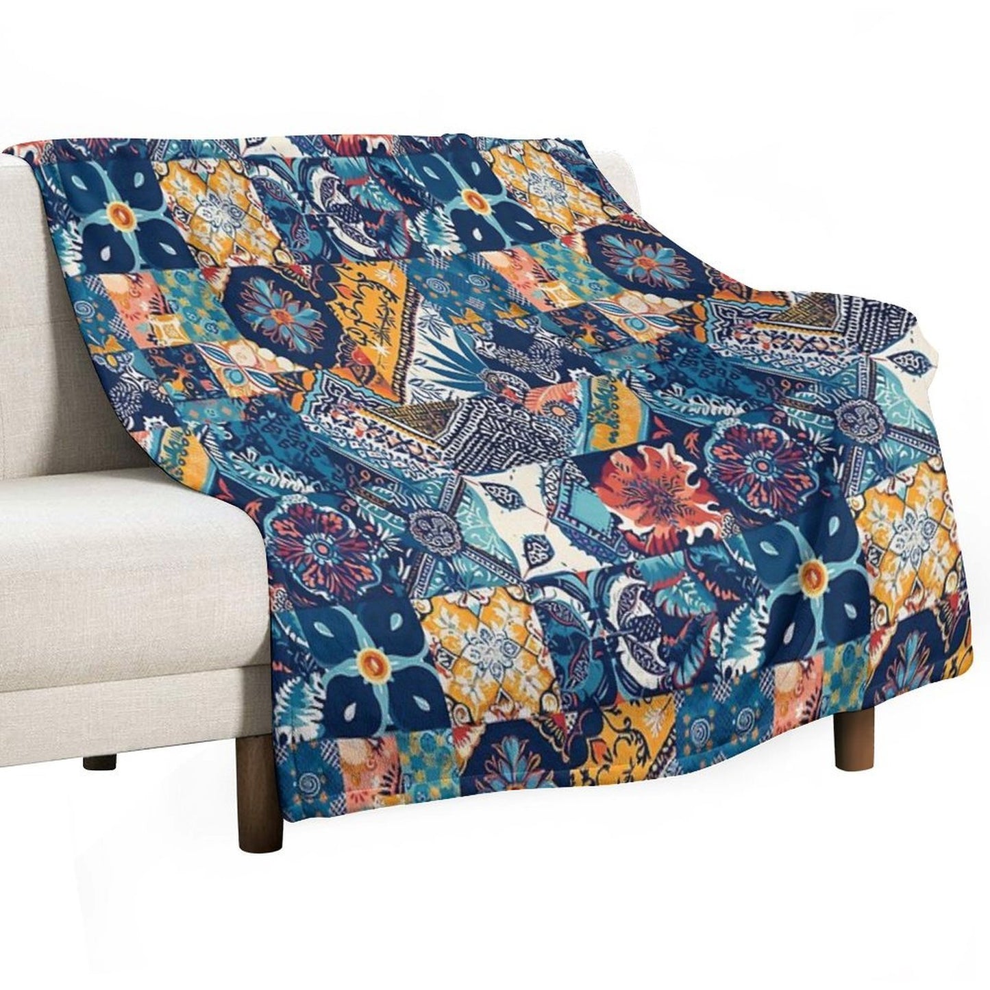 Bed Cover Patchwork Plush Throw Blanket