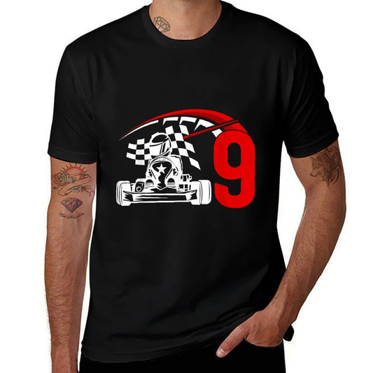 9th Birthday Go Kart Boy Nine Year Old Go Kart Racer  Versatile T-Shirt