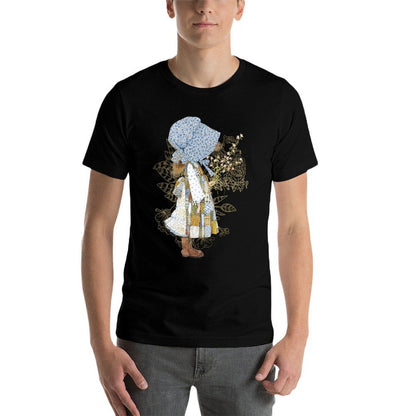 Holly Hobbie County Girl Holding Flowers Sweet Vintage  Heathered Texture T-Shirt