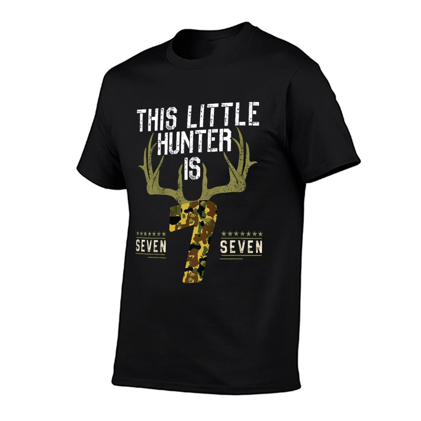 Kids 7th Birthday Funny Deer Hunter Seven Years Old Boy Hunting  Graphic-printed T-Shirt