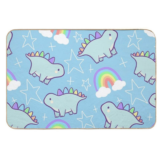 Rainbow Dino  Easy Maintenance Bath Mat