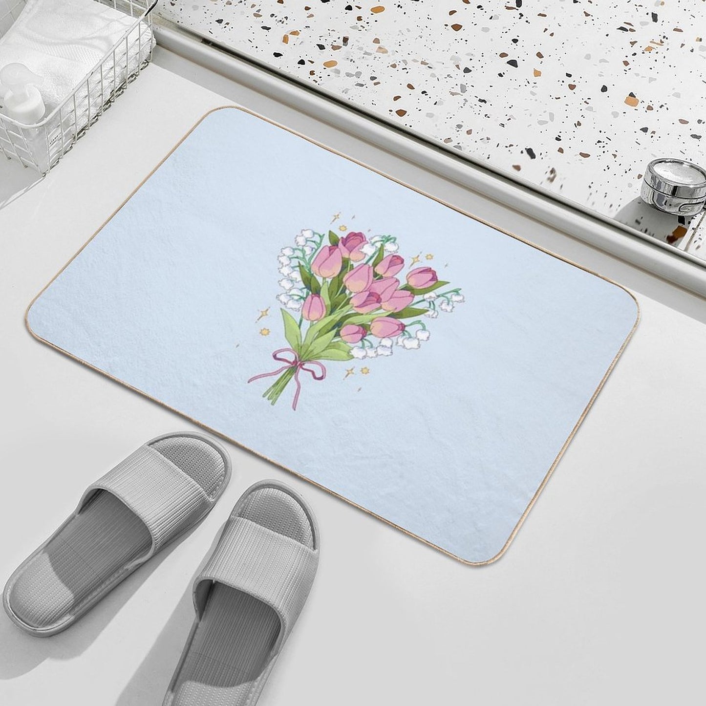 Spring Tulips & Lilly of The Valley  Repositionable Bath Mat