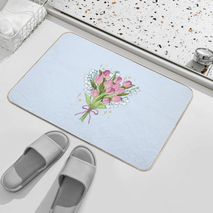 Spring Tulips & Lilly of The Valley  Repositionable Bath Mat