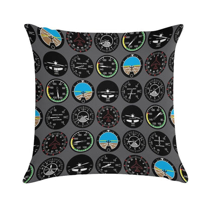 Flight Instruments Soft Luxury Feel Throw Pillow