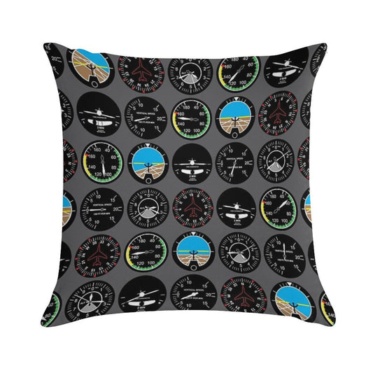 Flight Instruments Soft Luxury Feel Throw Pillow