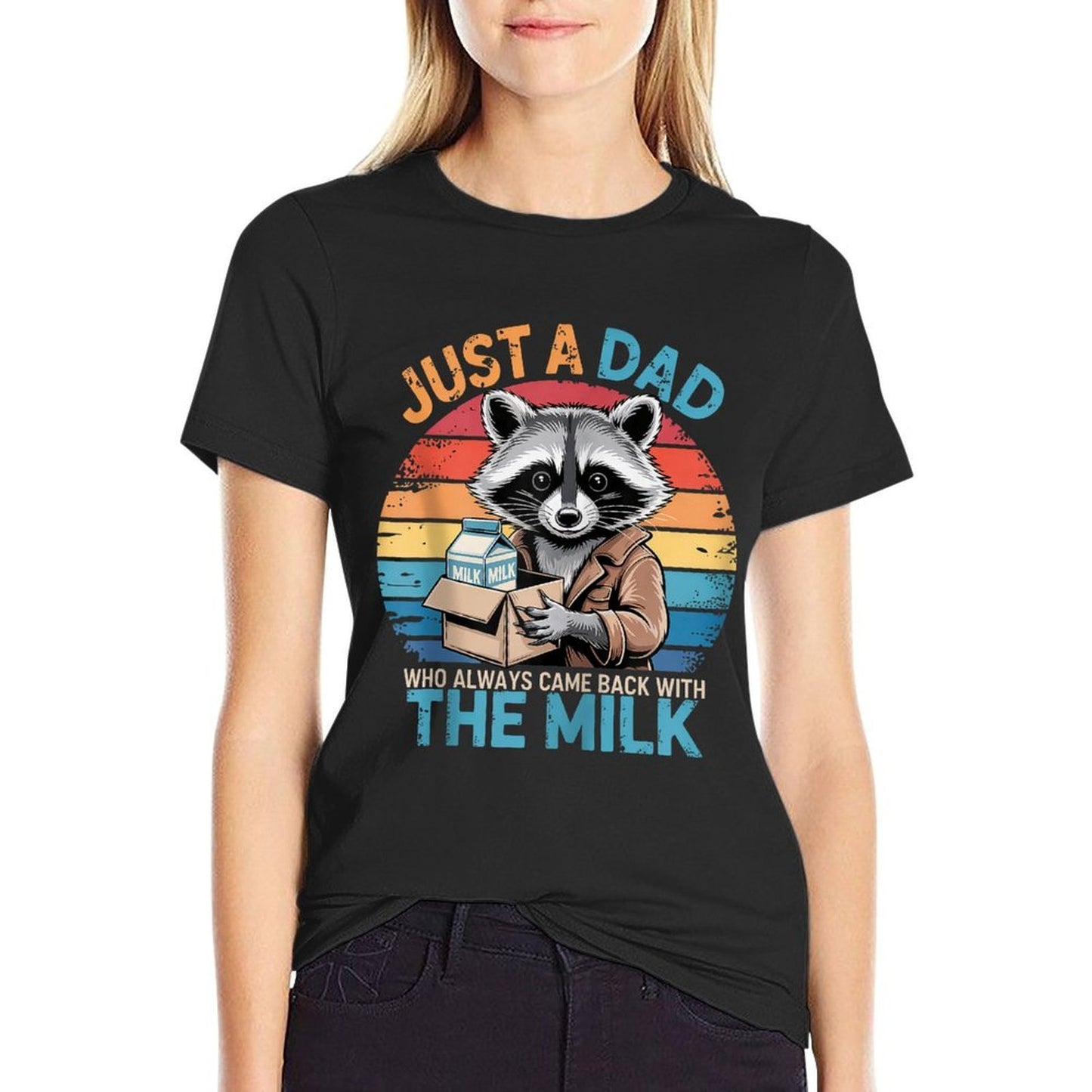 Just A Dad Who Always Came Back Fathers Day Funny Mens Retro Zip  Slim-fit Cut T-Shirt