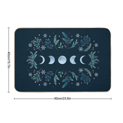 Moonlit Garden-Teal Snow  Dirt-Trapping Bath Mat
