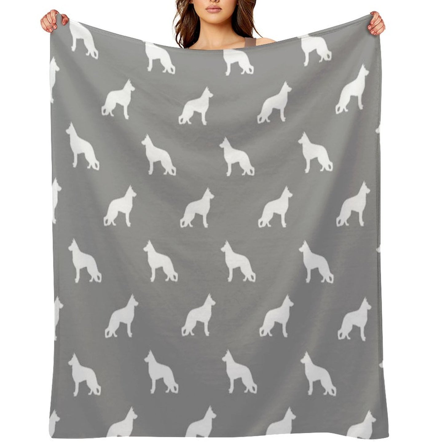 White German Shepherd Dog Silhouette Versatility Throw Blanket