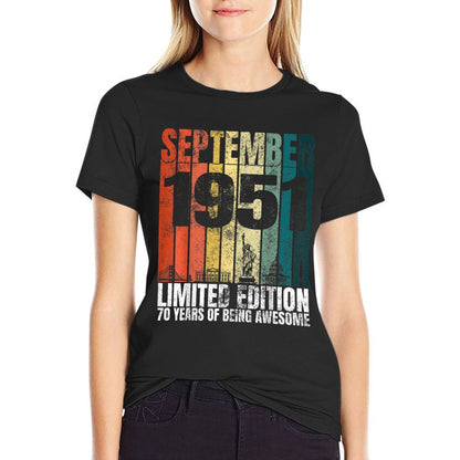 Vintage September 1951 Bday Graphic 70 Years 70th Birthday  Breathable T-Shirt