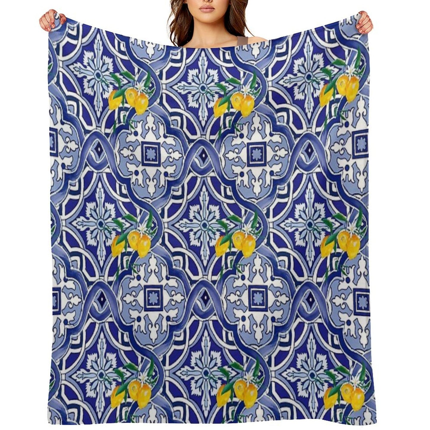 Sicilian Tiles,mediterranean,blue Tiles Compact Throw Blanket