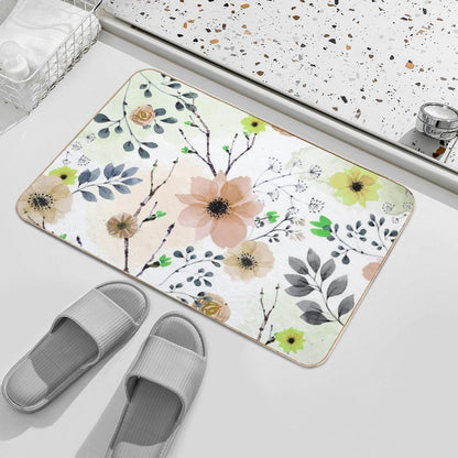 Watercolor Flowers III (different Flowers)  Fade-Resistant Bath Mat
