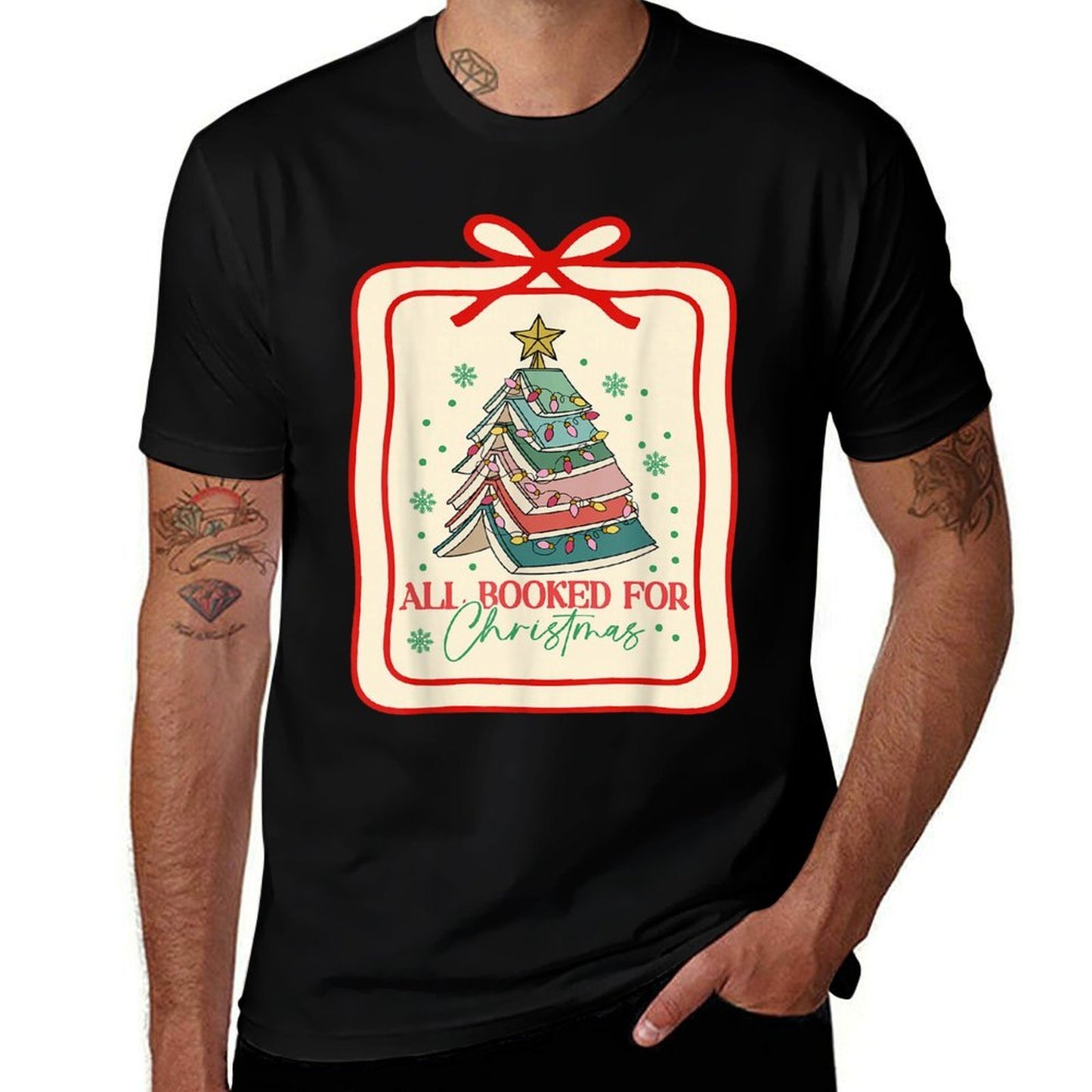 All Booked for Christmas Coquette Bow Tree Lights Christmas  Classic T-Shirt