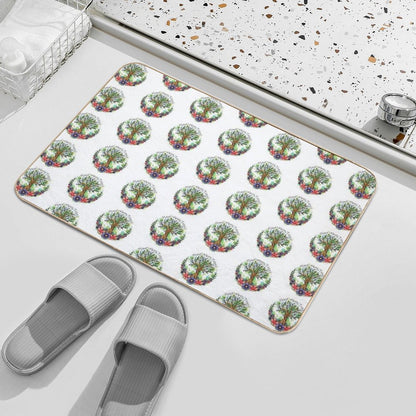 Green Trees And Flowers Eco Design  Stain-Proof Bath Mat