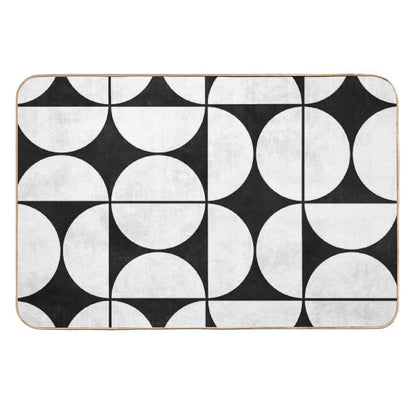 Mid-Century Modern Pattern No.2 - Black And White Concrete  Non-Slip Bath Mat