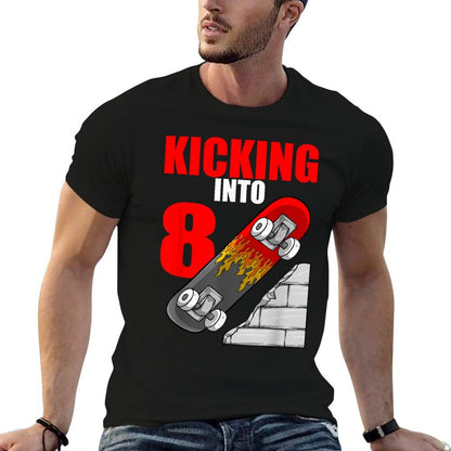 Skateboard Birthday For Boys 8th Birthday Skater  Polyester Blend T-Shirt