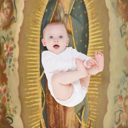 Virgin of Guadalupe with The Four Apparitions by Juan De Sáenz Quick-dry Throw Blanket