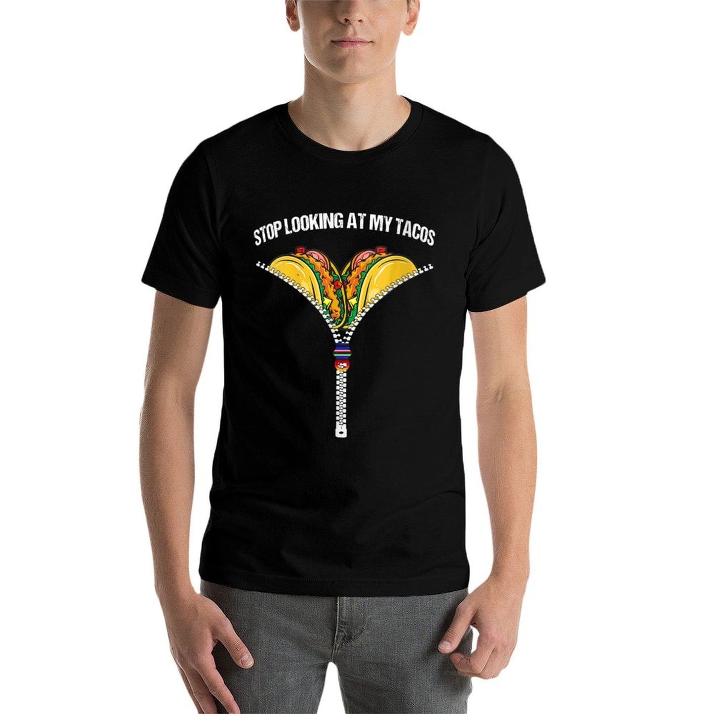 Womens Stop Looking At My Tacos Funny Mexican Fiesta Cinco De Mayo  Slim-fit Cut T-Shirt