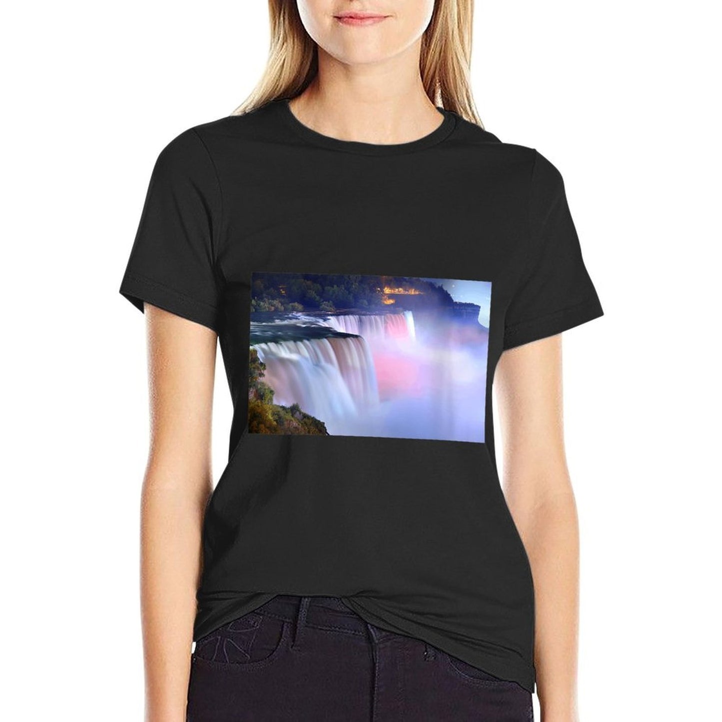 Womens Niagara Falls Evening Twilight Colors  Versatile T-Shirt