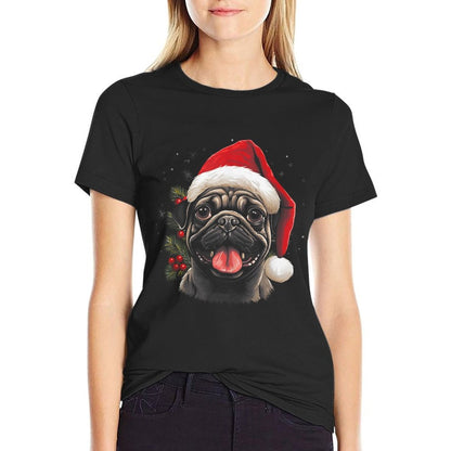 Pug Dog - Christmas Funny Santa Holiday Men Women Comfortable T-Shirt